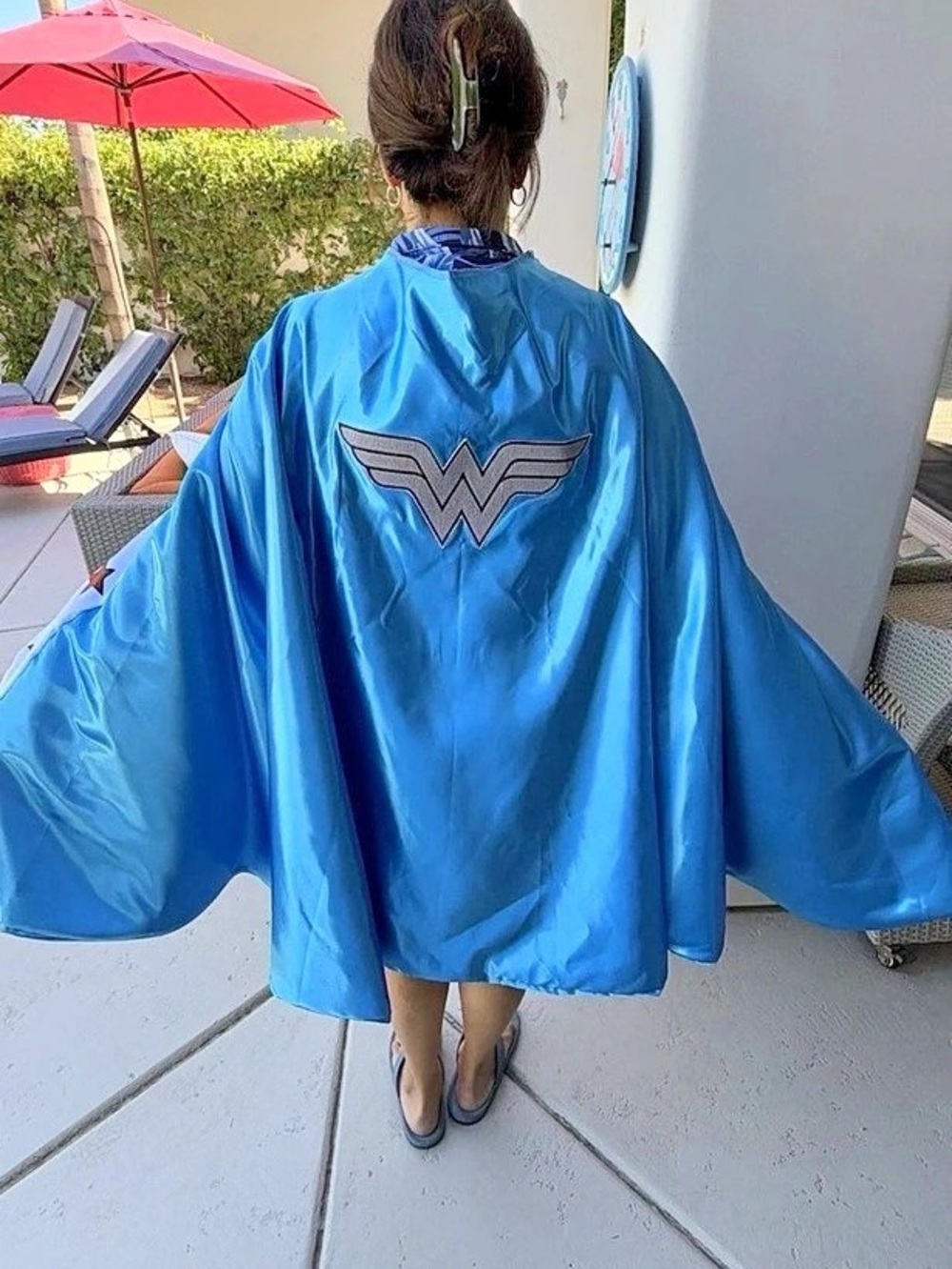 Adult licensed DC Comics Wonder Woman Deluxe Satin Cape Blue & Pink